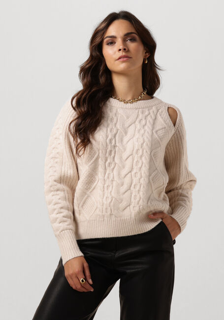 Ecru CO'COUTURE Pullover NEW ROW CABLE KNIT - large