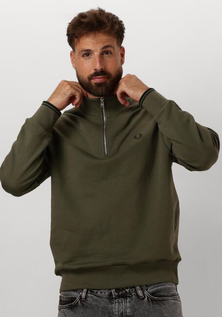 Grüne FRED PERRY Sweatshirt HALF ZIP SWEATSHIRT - large