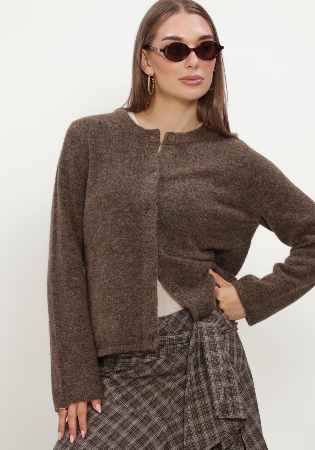 Braune SELECTED WOMEN Strickjacke SLFLULU NEW LS KNIT CARDIGAN - large
