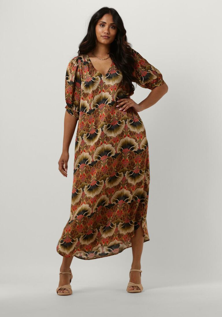 mehrfarbige/bunte summum maxikleid dress v-neck art nouveau