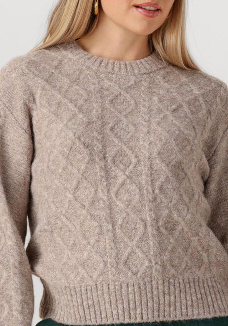 Beige OBJECT Pullover OBJSAGGIA LO CABLE KNIT PULLOVER DIV - large