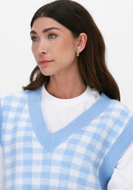 Hellblau NA-KD Spencer CHECKED V-NECK KNITTED VEST - large
