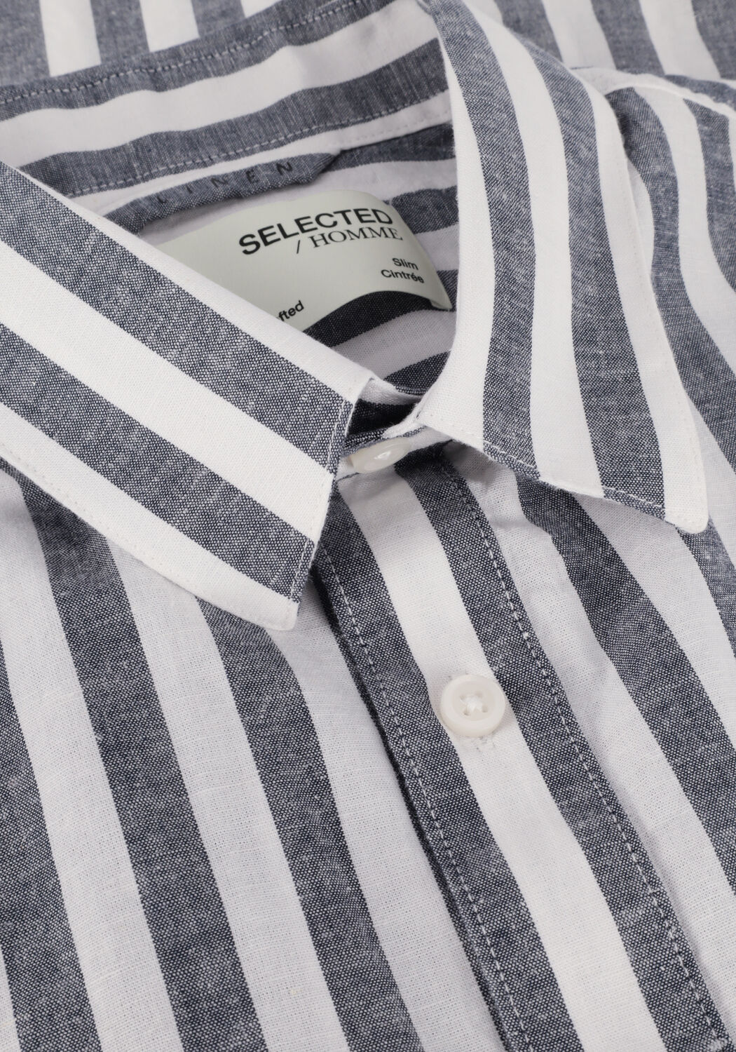 Dunkelblau SELECTED MEN Casual-Oberhemd SLHSLIMNEW-LINEN SHIRTS SS CLASSIC W - large