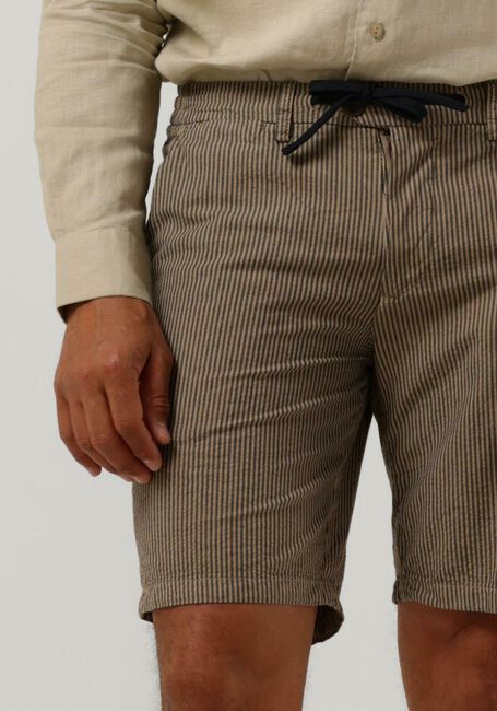 Braune DSTREZZED Kurze Hose LANCASTER JOGGER SHORTS SEERSUCKER STRIPE - large
