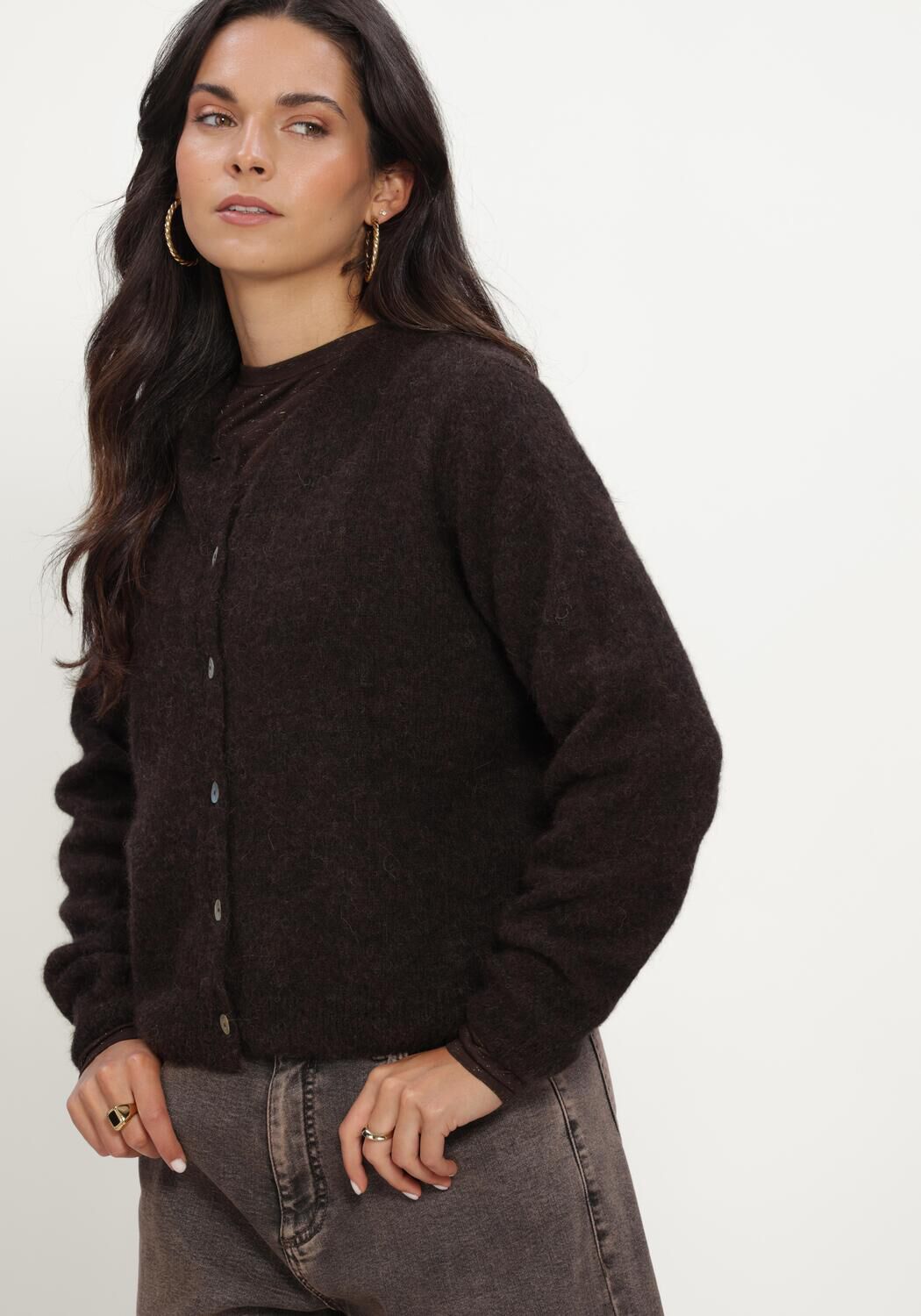 Braune BY-BAR Pullover CLEO CARDIGAN - large