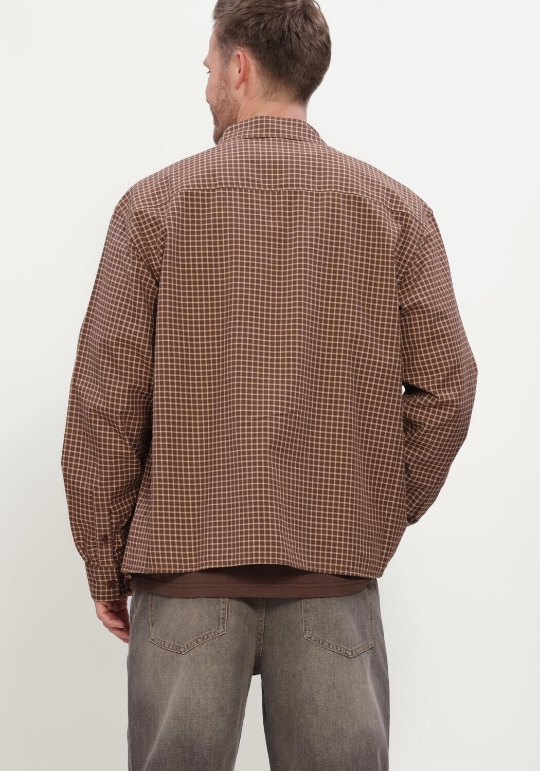 Braune WOODBIRD Casual-Oberhemd WBBUZO MAN CHECK SHIRT - large