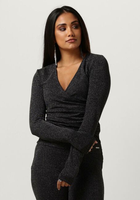 Silberne COLOURFUL REBEL Top FAY LUREX FAKE WRAP TOP - large