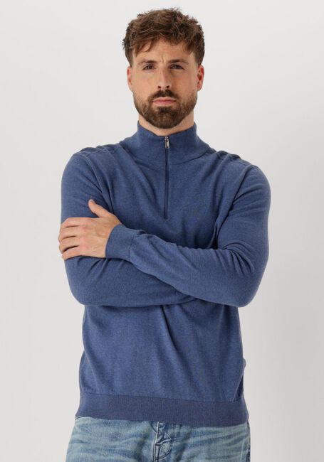 Blaue SELECTED HOMME Pullover SLHBERG HALF ZIP CARDIGAN NOOS - large