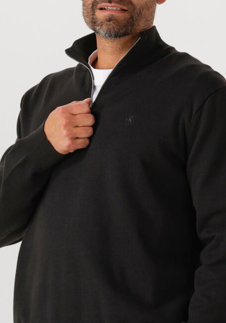 Schwarze CALVIN KLEIN Pullover LS SUPIMA QZ SWEATER 12GG - large