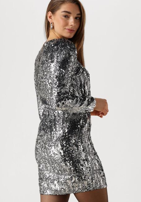 Silberne SELECTED FEMME Minikleid SLFARI-COLYN LS SHORT SEQUINS - large
