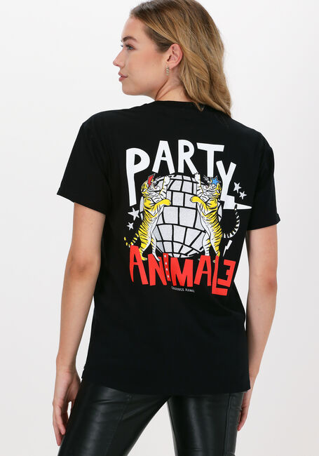Schwarze COLOURFUL REBEL T-shirt PARTY ANIMAL GLITTER LOOSE FIT - large