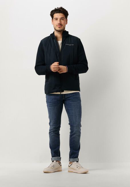 Dunkelblau TOMMY HILFIGER Strickjacke TOMMY LOGO MIX MEDIA STAND ZIP - large