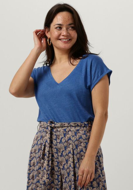 Blaue BY-BAR T-shirt MILA ORGANIC LINEN TOP - large