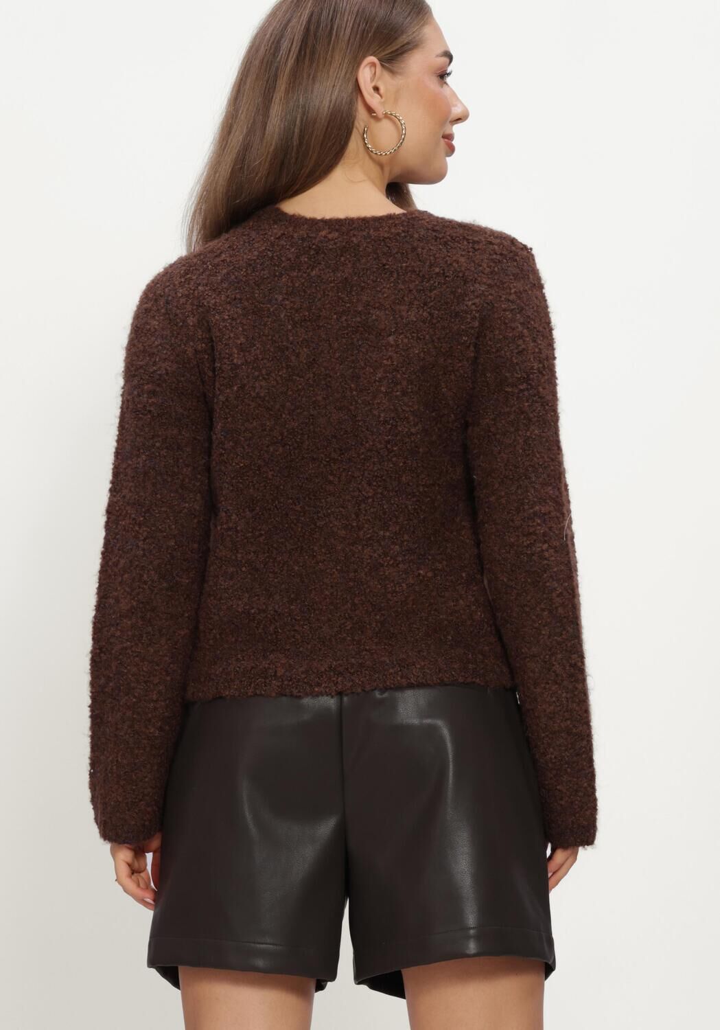 Braune Y.A.S. Pullover YASPLYRA LS KNIT CARDIGAN - large