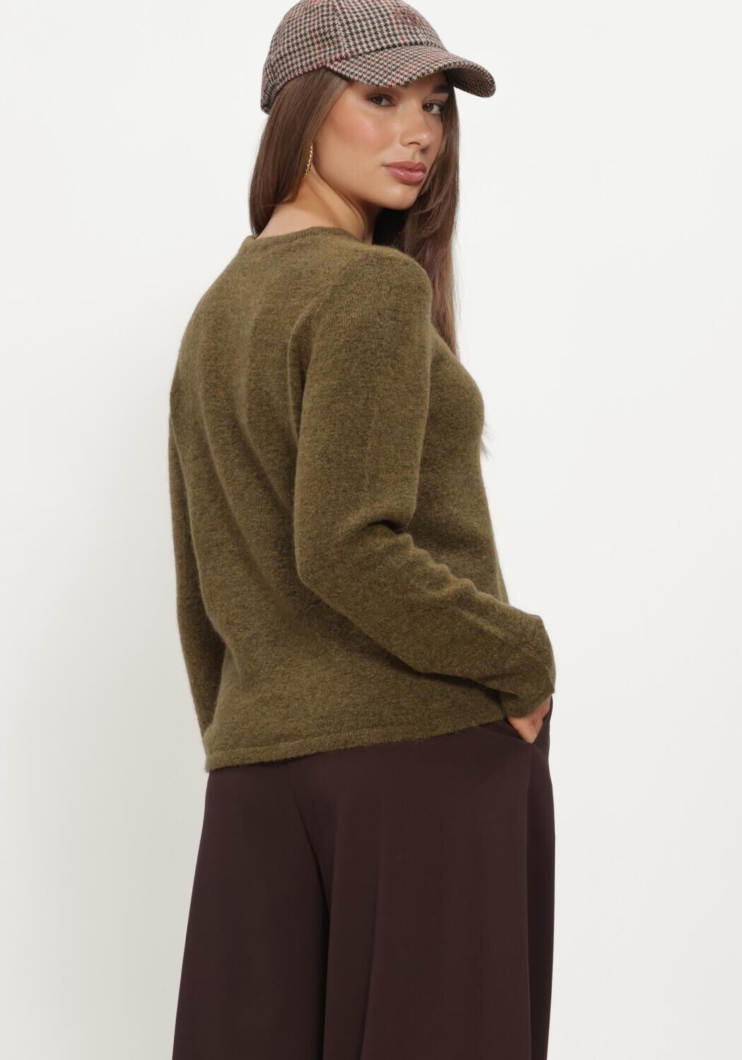 Olive SELECTED WOMEN Pullover SLWLULU NEW LS KNIT O-NECK - large