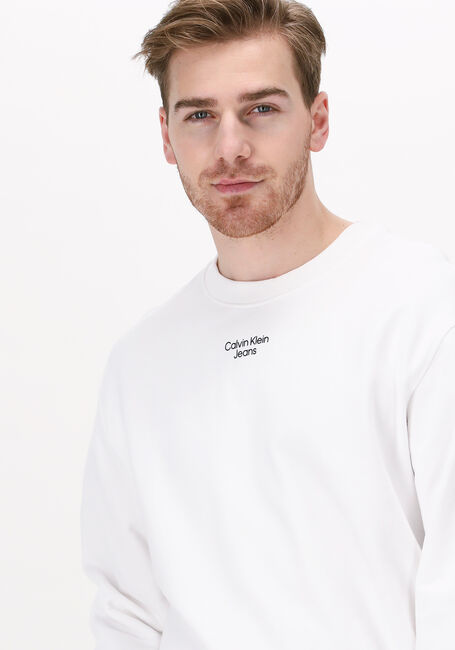 Weiße CALVIN KLEIN Sweatshirt STACKED LOGO CREW NECK - large