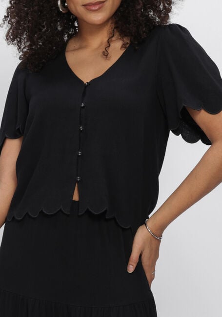 Schwarze OBJECT Strickjacke OBJSANNE 2/4 LO V-NECK TOP - large