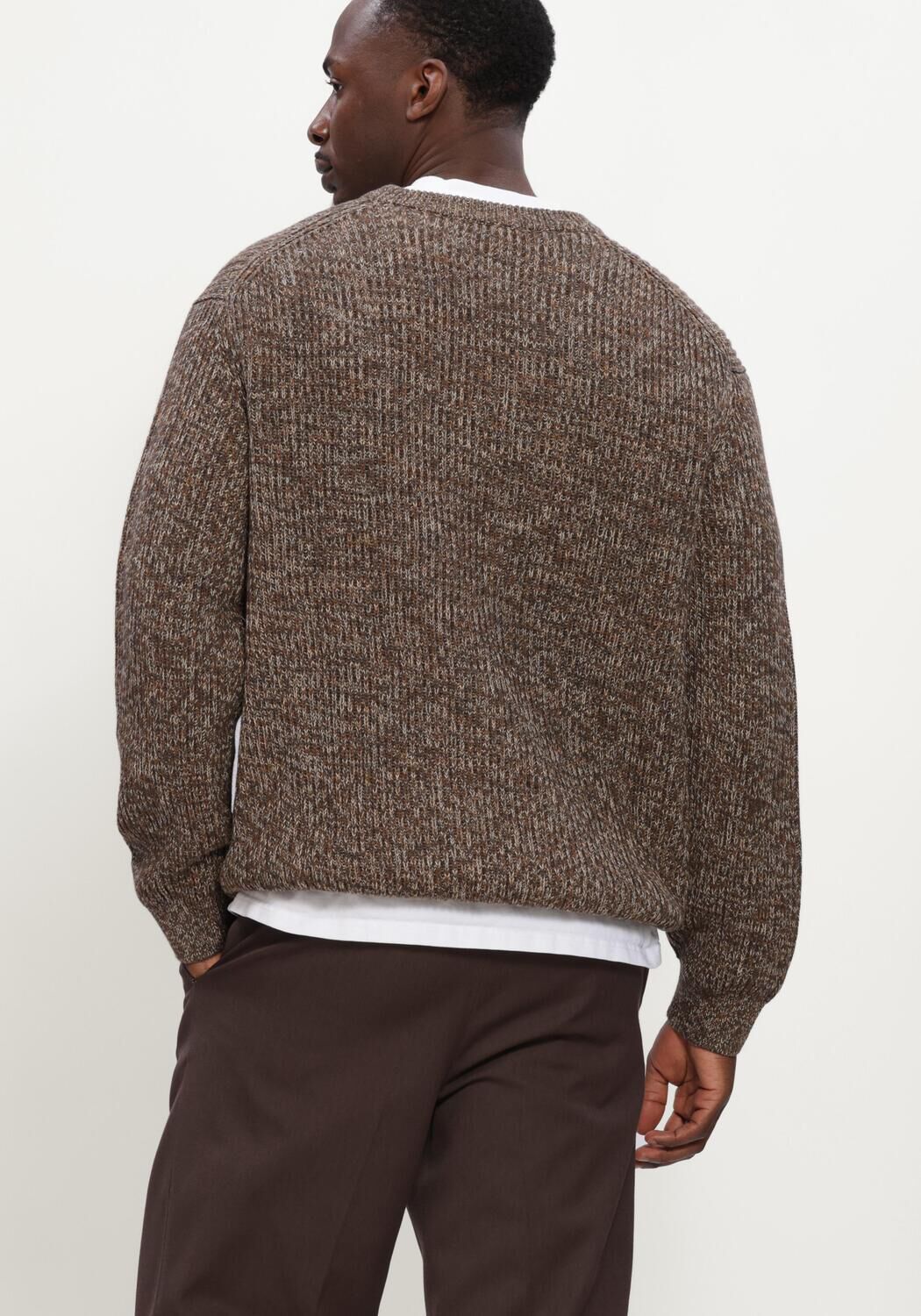 Braune SELECTED MEN Pullover SLMTILUM LS KNIT CREW NECK - large