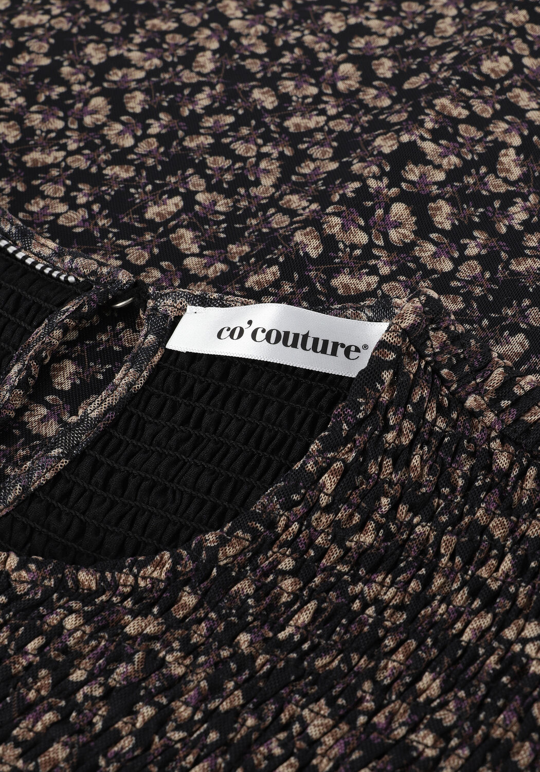 Schwarze CO'COUTURE Maxikleid MESH FLOWER SMOCK DRESS - large