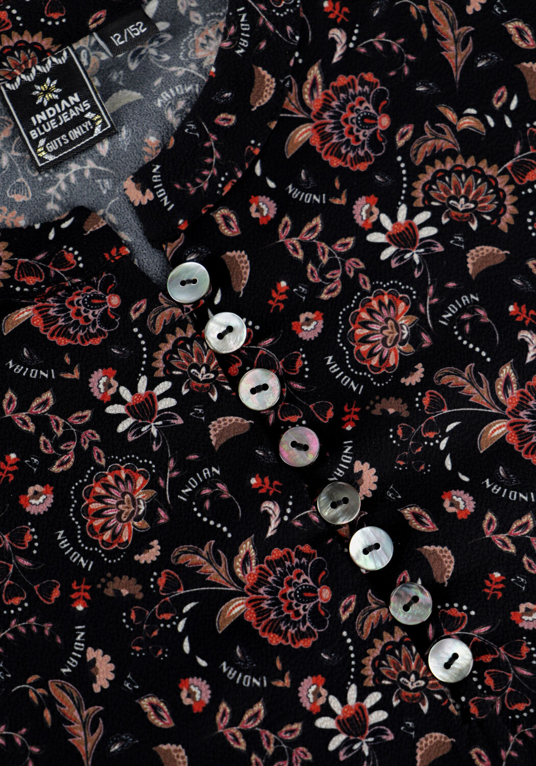 Schwarze INDIAN BLUE JEANS Blusen PAISLEY BUTTON SHIRT - large