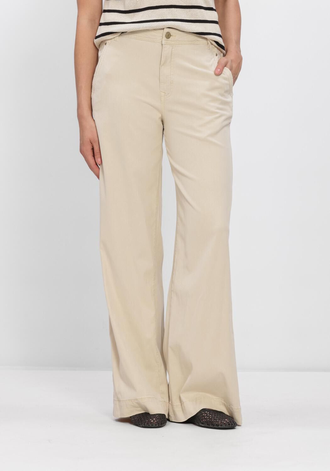 Khaki SUMMUM Hosen WIDE LEG SKY TENCEL - large