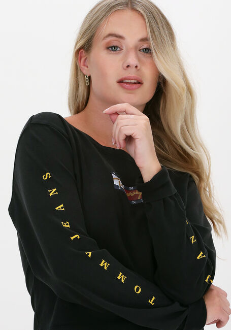 Schwarze TOMMY JEANS T-shirt TJW REG VINTAGE BRONZE 3 TEE L - large