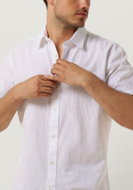 Weiße SELECTED HOMME Casual-Oberhemd SLHSLIMNEW-LINEN SHIRT SS CLASSIC - large