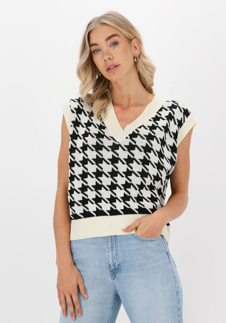 Schwarze NA-KD Spencer KNITTED HOUNDSTOOTH VEST - large