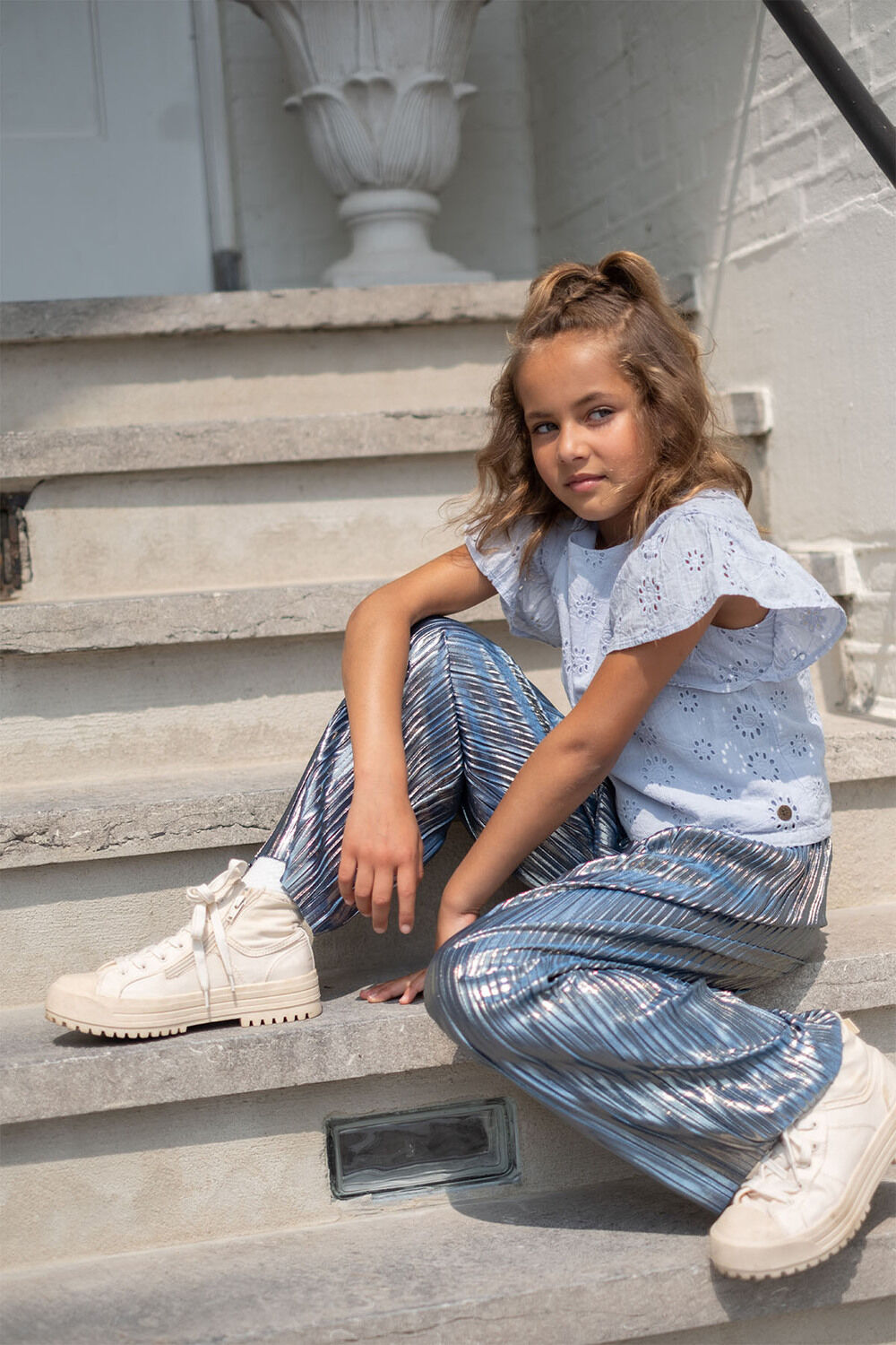 Blaue LIKE FLO Hose FENNA FLO PLISSE PANTS - large