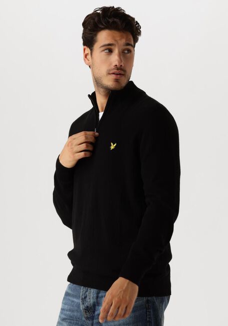 Schwarze LYLE & SCOTT Pullover COTTON MERINO QUARTER ZIP JUMPER - large
