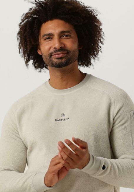 Beige CAST IRON Pullover CREWNECK REGULAR FIT COTTON POLAR FLEECE - large