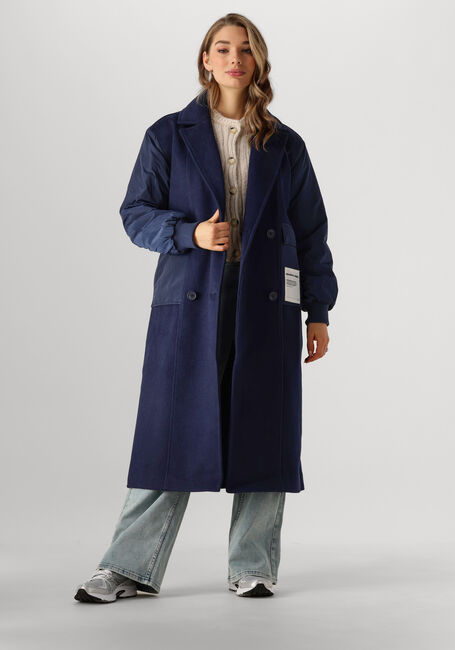 Dunkelblau COLOURFUL REBEL Mäntel ADA CONTRAST WOOL LONG COAT - large