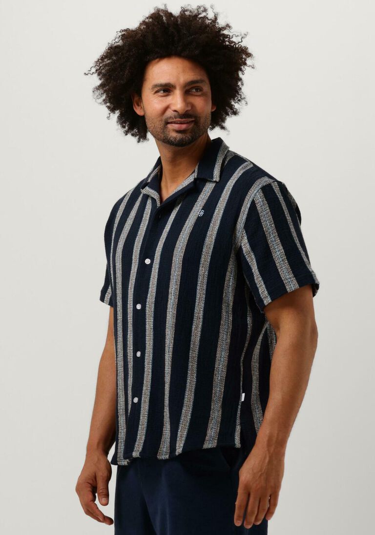 dunkelblau woodbird casual-oberhemd hale striped shirt