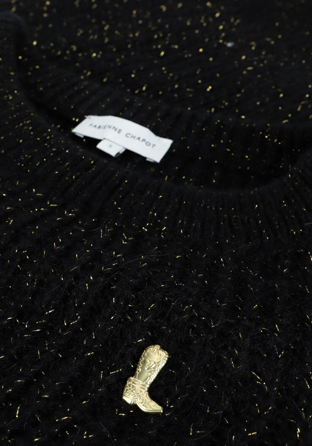 Schwarze FABIENNE CHAPOT Pullover STARRY LUREX PULLOVER - large