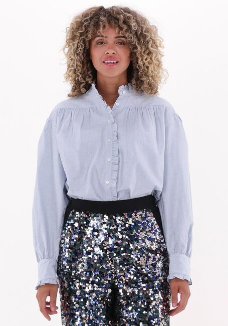 Hellblau SCOTCH & SODA Blusen RUFFLE PLACKET SEASONAL SHIRT - large