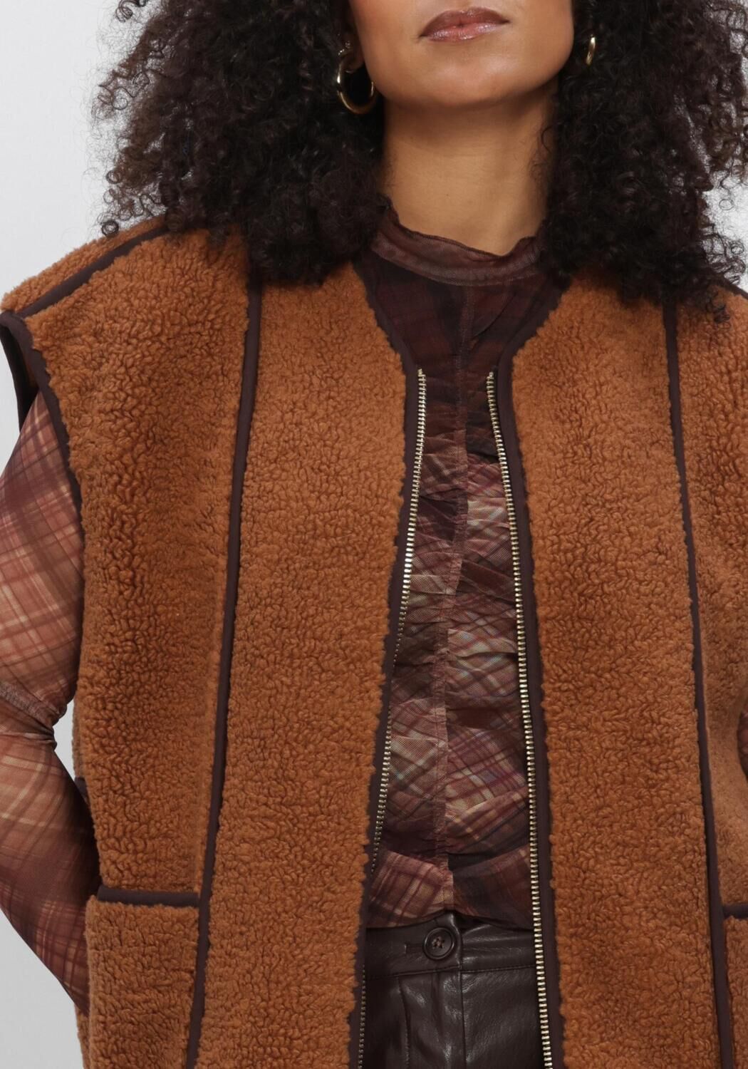 Braune SUMMUM Strickjacke BODYWARMER BONDED TEDDY - large