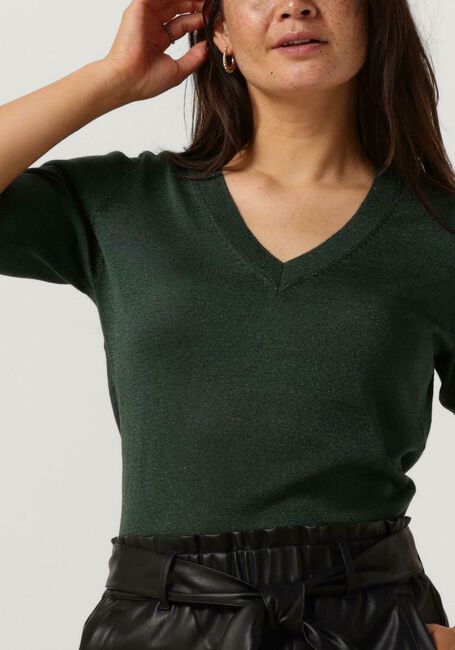 Grüne MINUS Top MILLA METALLIC V-NECK KNIT T-SHIRT - large