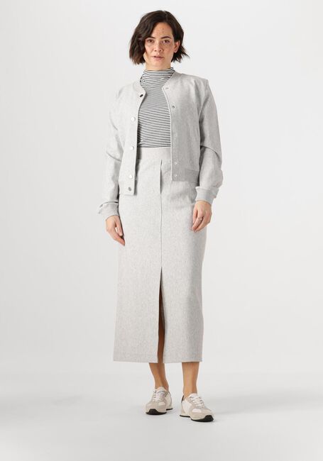 Hellgrau JANSEN AMSTERDAM Midirock GEORGIE ROK HVM 683 OVERKNEE SLIT AT CF - large