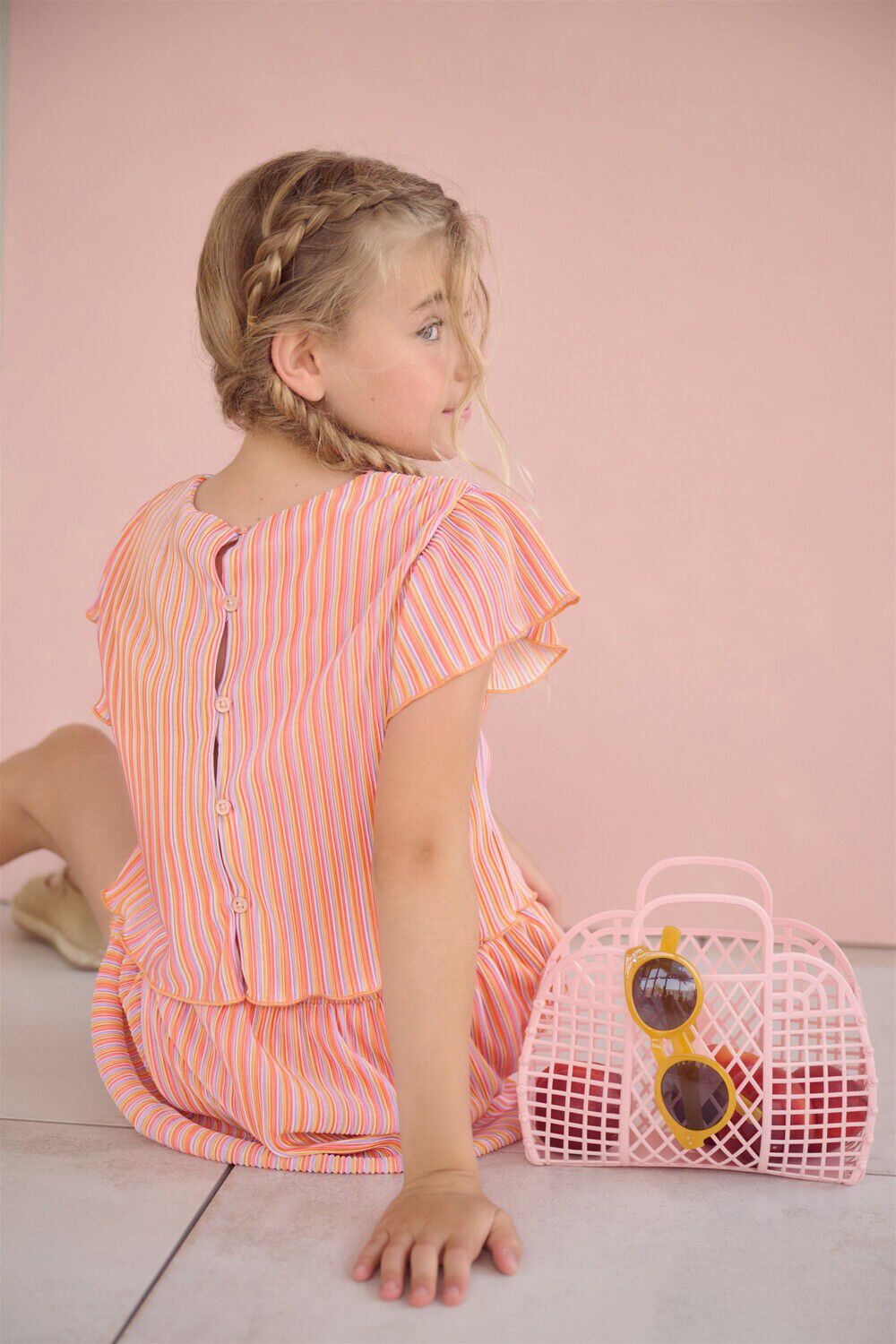 Orangene NONO Top TIANA STRIPED PLISSEE TOP - large