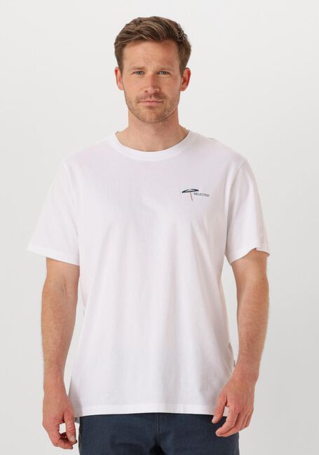 Weiße SELECTED HOMME T-shirt SLHASPEN EMB SS O-NECK TEE - large