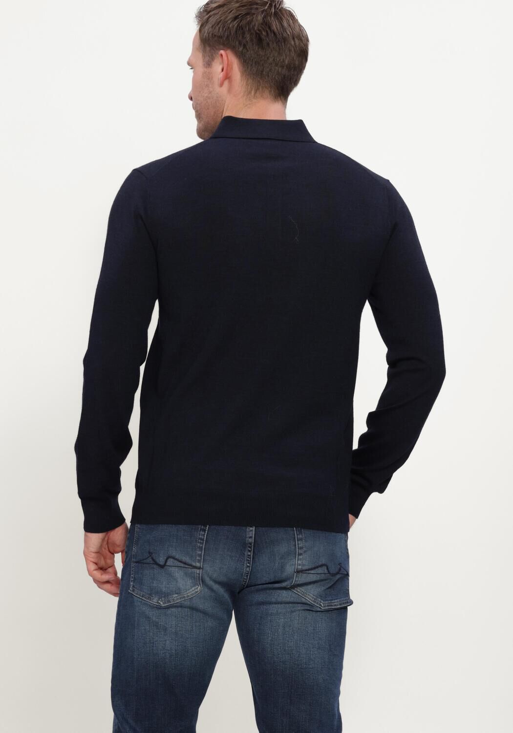 Dunkelblau STEFANO LAURAN Pullover POLO BUTTON MERINO - large