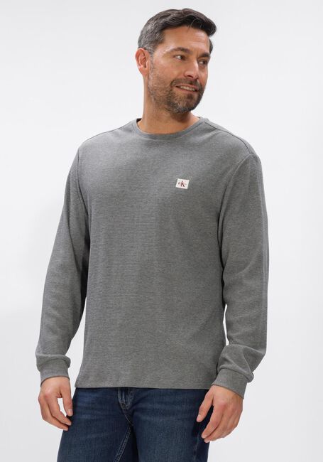Graue CALVIN KLEIN Pullover LS WAFFLE BADGE CREWNK TEE - large