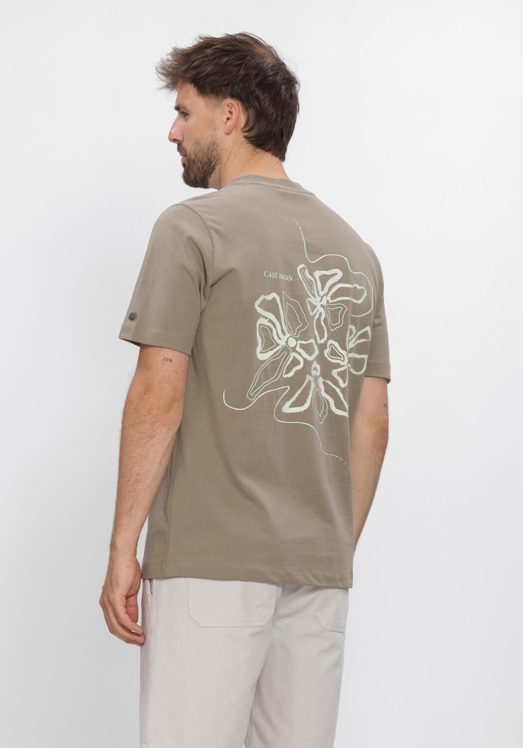 Taupe CAST IRON T-shirt SHORT SLEEVE R-NECK REGULAR FIT SINGLE JERSEY - large