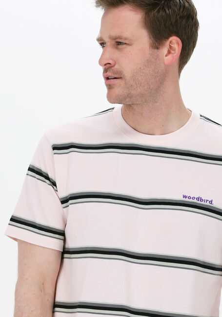 Hell-Pink WOODBIRD T-shirt ACE STRIPE TEE - large