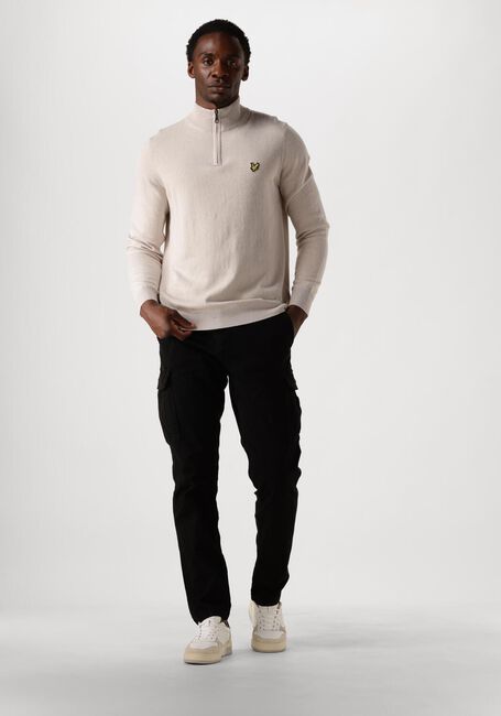Beige LYLE & SCOTT Pullover COTTON MERINO QUARTER ZIP JUMPER - large