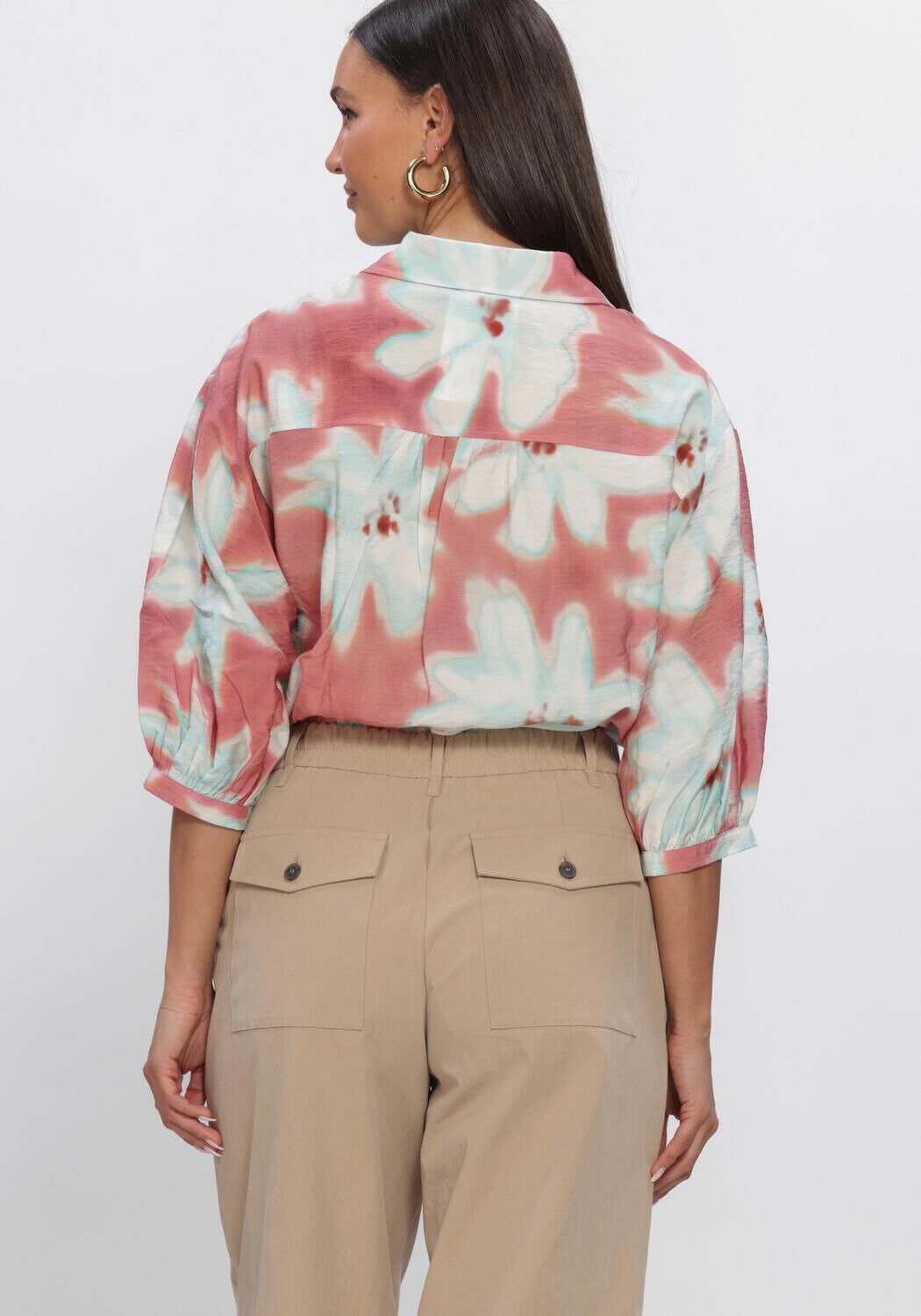 Mehrfarbige/Bunte JANSEN AMSTERDAM Blusen PIP BLOUSE WF 761 3/4 PUFFED SLEEVE WIDE FIT - large