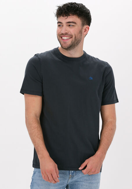 Schwarze SCOTCH & SODA T-shirt GARMENT-DYED CREWNECK TEE WITH EMBROIDERY LOGO - large