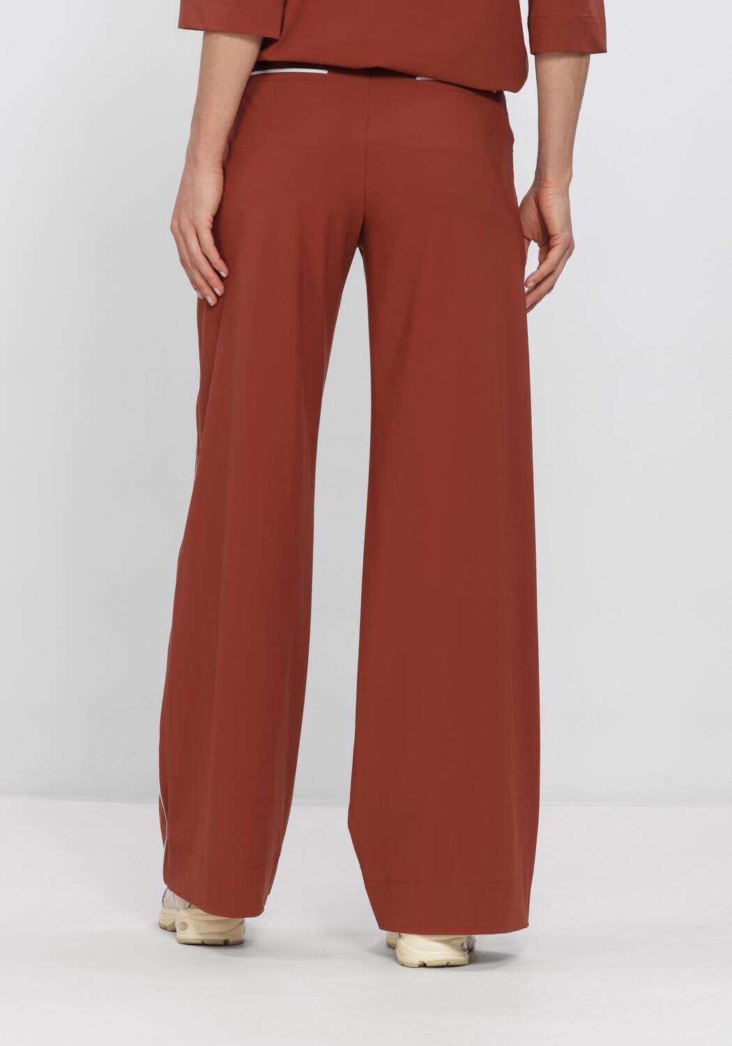 Braune STUDIO ANNELOES Weite Hose LEXIE PIPING TROUSERS - large