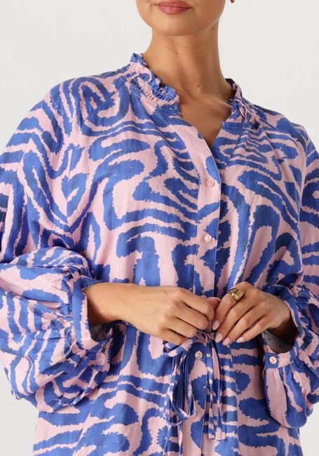 Mehrfarbige/Bunte POM AMSTERDAM Minikleid DRESS WAVES PINK LINEN - large