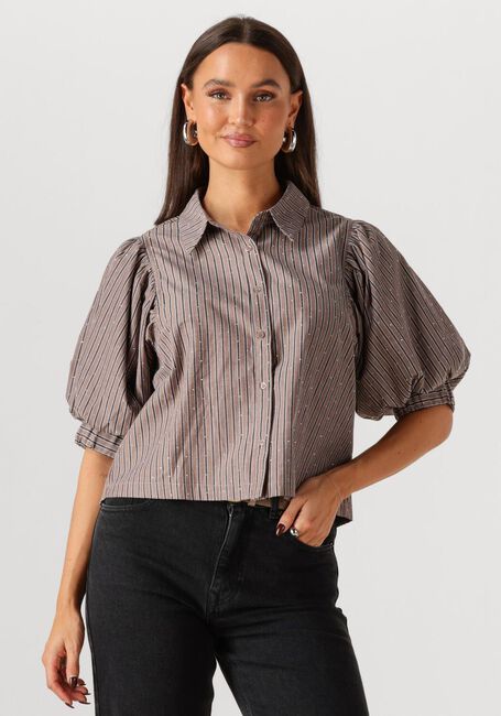 Taupe NEO NOIR Top ETTA SOFT STRIPE STONE SHIRT - large
